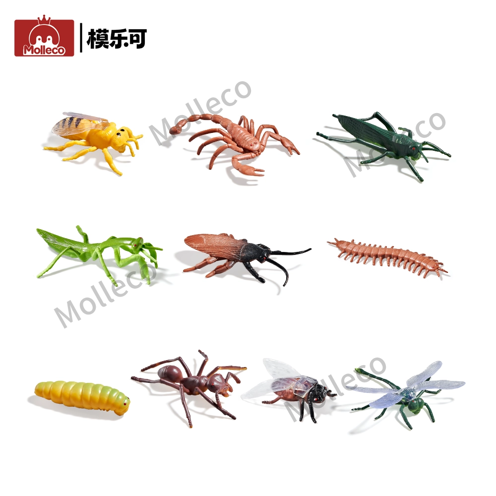 Molleco Animal Figure Toys for Kids and Children Dragonfly+Cockroach+Ant+Caterpillar+Mantis+Grasshopper+Centipede+Scorpion+Bee+Cicada CP022-1-2-3-4-5-6-7-8-9-10