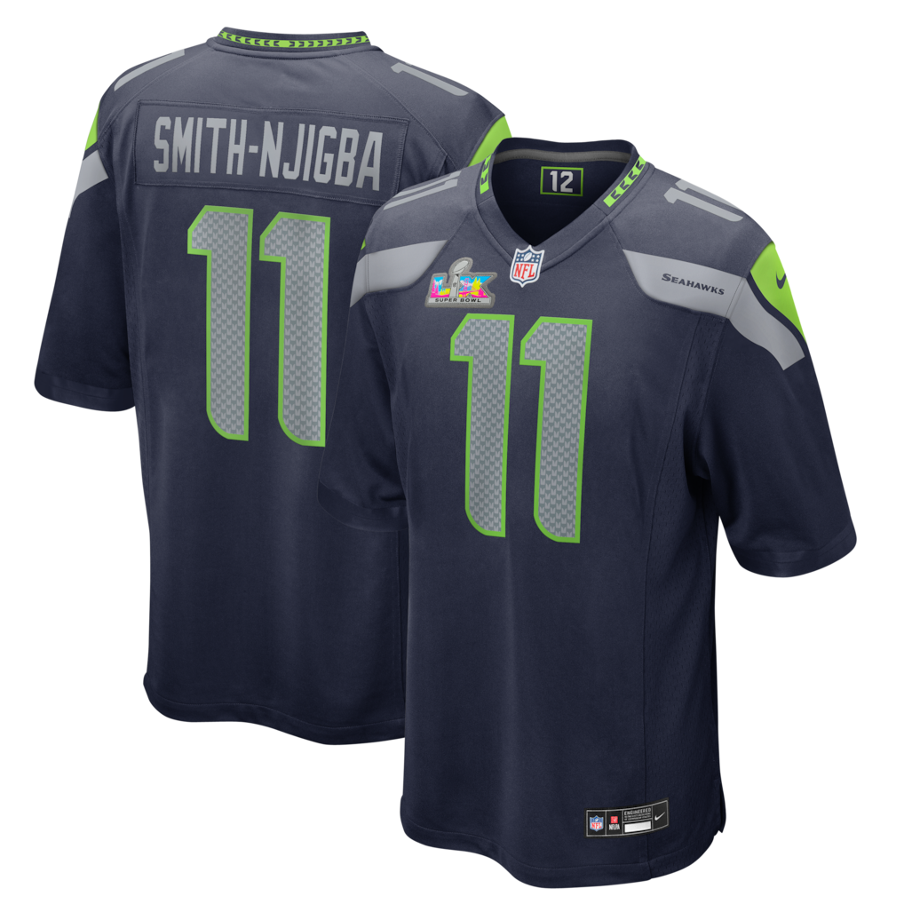 Men's Seattle Seahawks Jaxon Smith-Njigba College Navy Super Bowl LX Patch Game Jersey