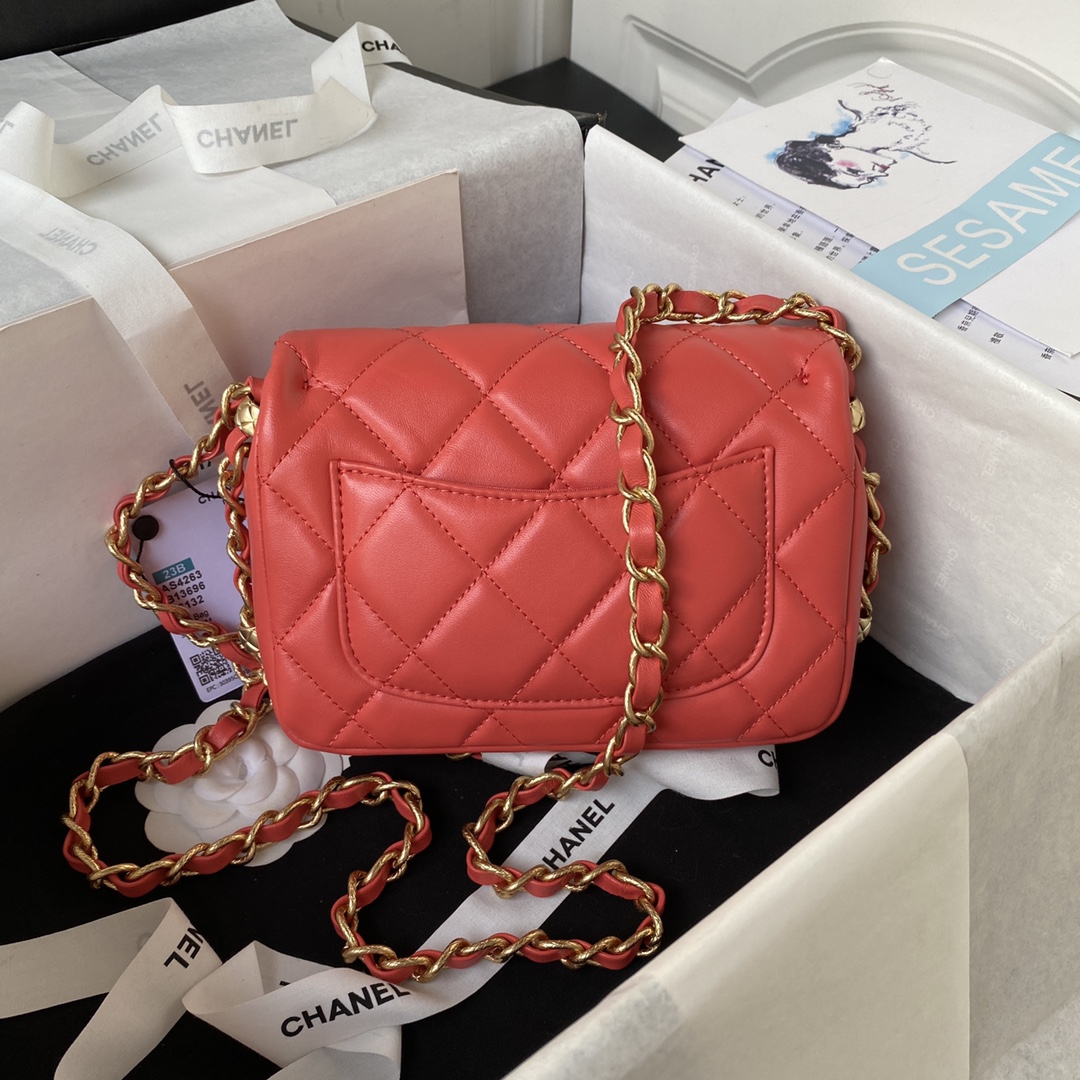 TOP CHANEL Flab Bag with Chain 14X21X9cm - 2 Color