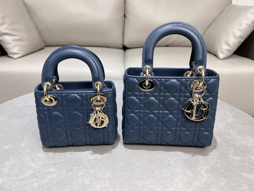TOP Christian Dior Lady Dior Bag 17*7*15cm/20*8*17cm - Dark Blue