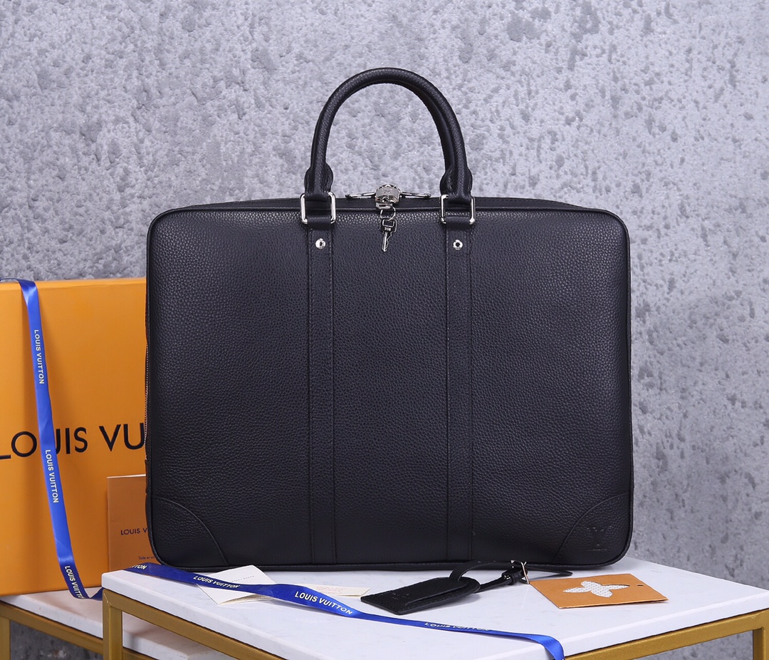TOP Louis Vuitton LV Porte-Documents Voyage Small Briefcase-Taurillon Calfskin 41 x 31 x 7 cm