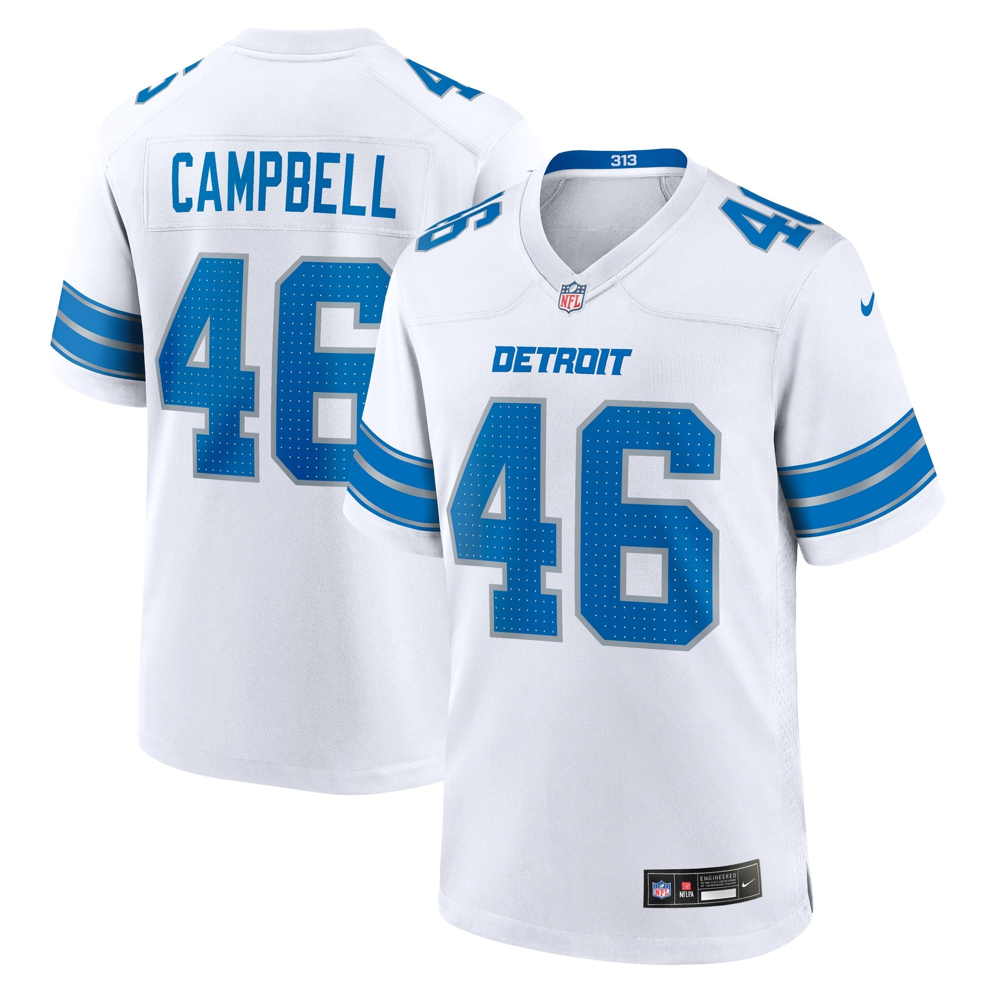 Jack Campbell Detroit Lions  White Game Jersey -  White