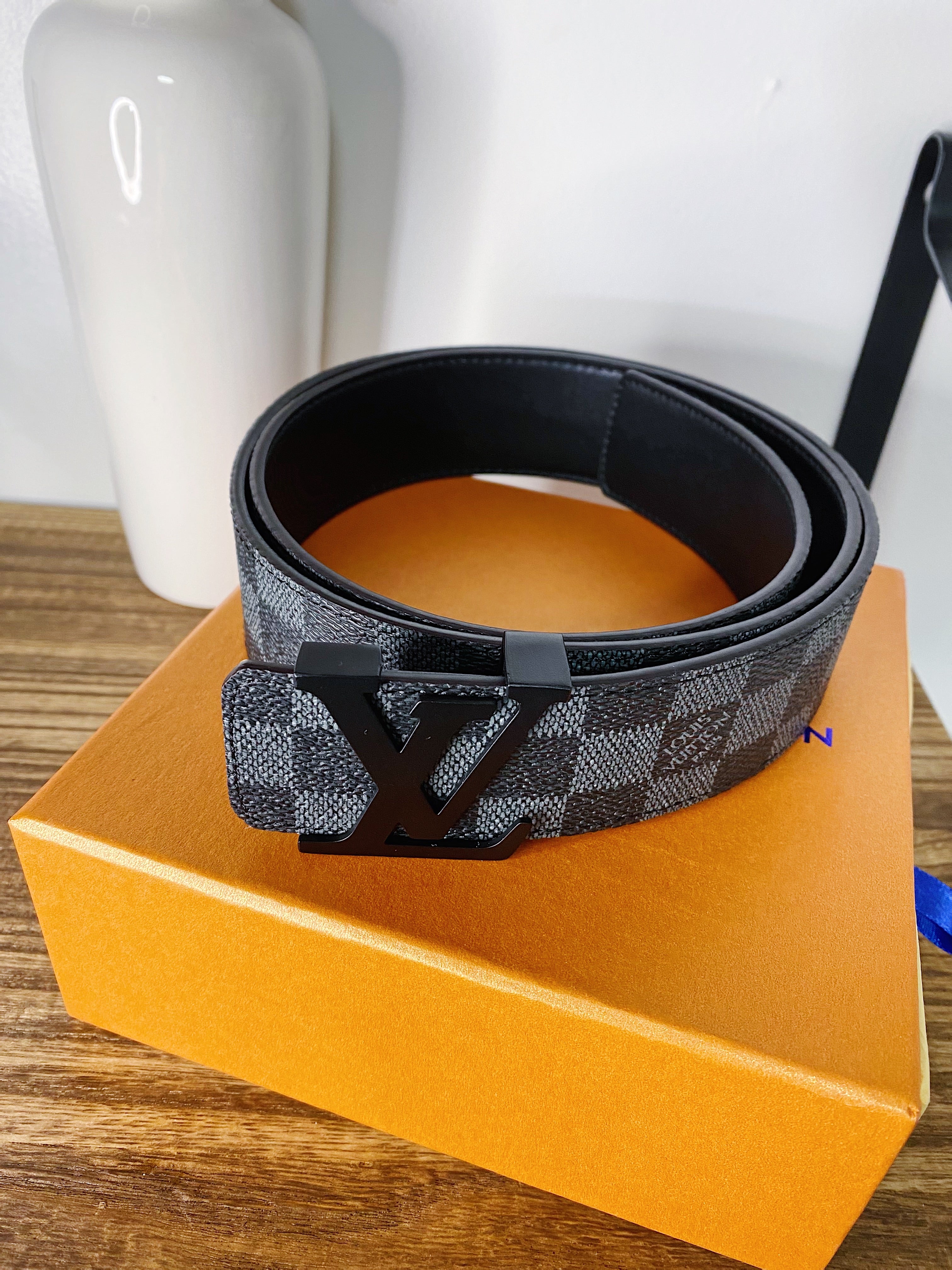 TOP Louis Vuitton LV LV Belt Initials Damier Graphite - BLACK