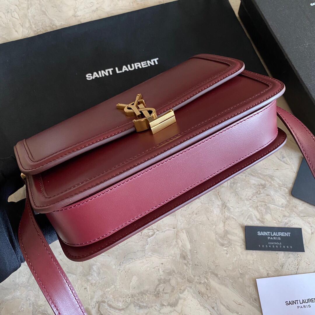 TOP Yves Saint Laurent YSL Solferino Medium Shoulder Bag - Burgundy GHW