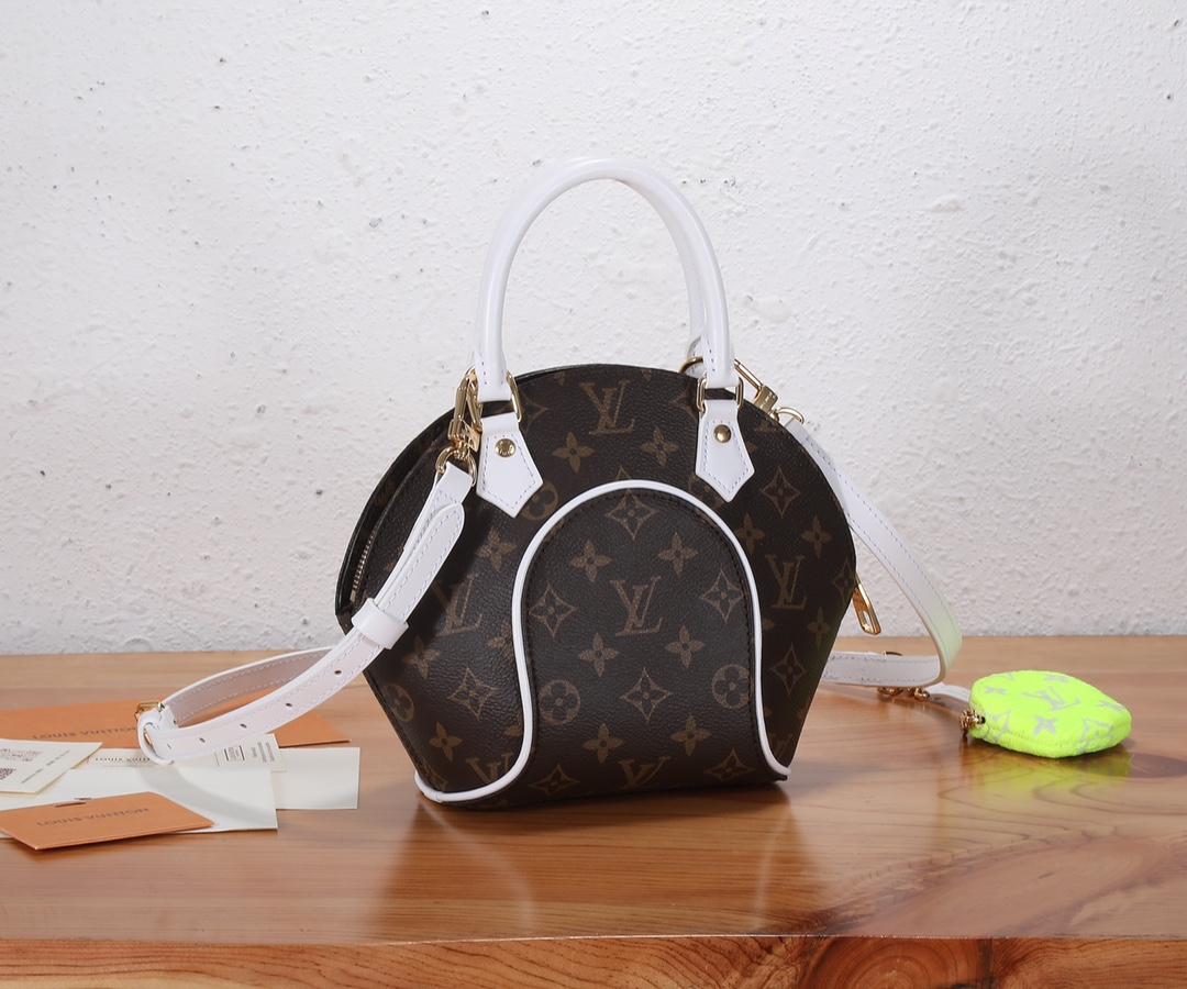 TOP Louis Vuitton LV  Nicolas Ghesquière Ellipse BB Handbag Monogram Canvas Curved Handbag 22.5 x 19.5 x 10 cm