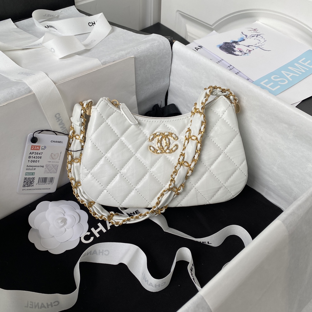 TOP CHANEL Small 23khobo Armpit Bag 12×20.5×4.5 cm -GHW- 3 Colors