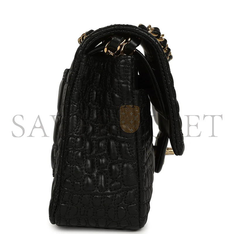 CHANEL MASTER MEDIUM CLASSIC CROC-EMBOSSED DOUBLE FLAP BAG (25.5*15.5*6.5cm)