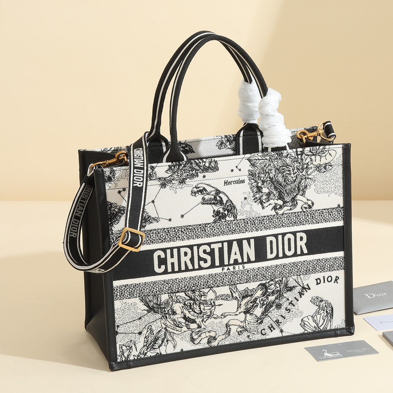 TOP Christian Dior Book Tote Bag Constellation 26.5x21x14cm/36x27x16.2cm - Off White