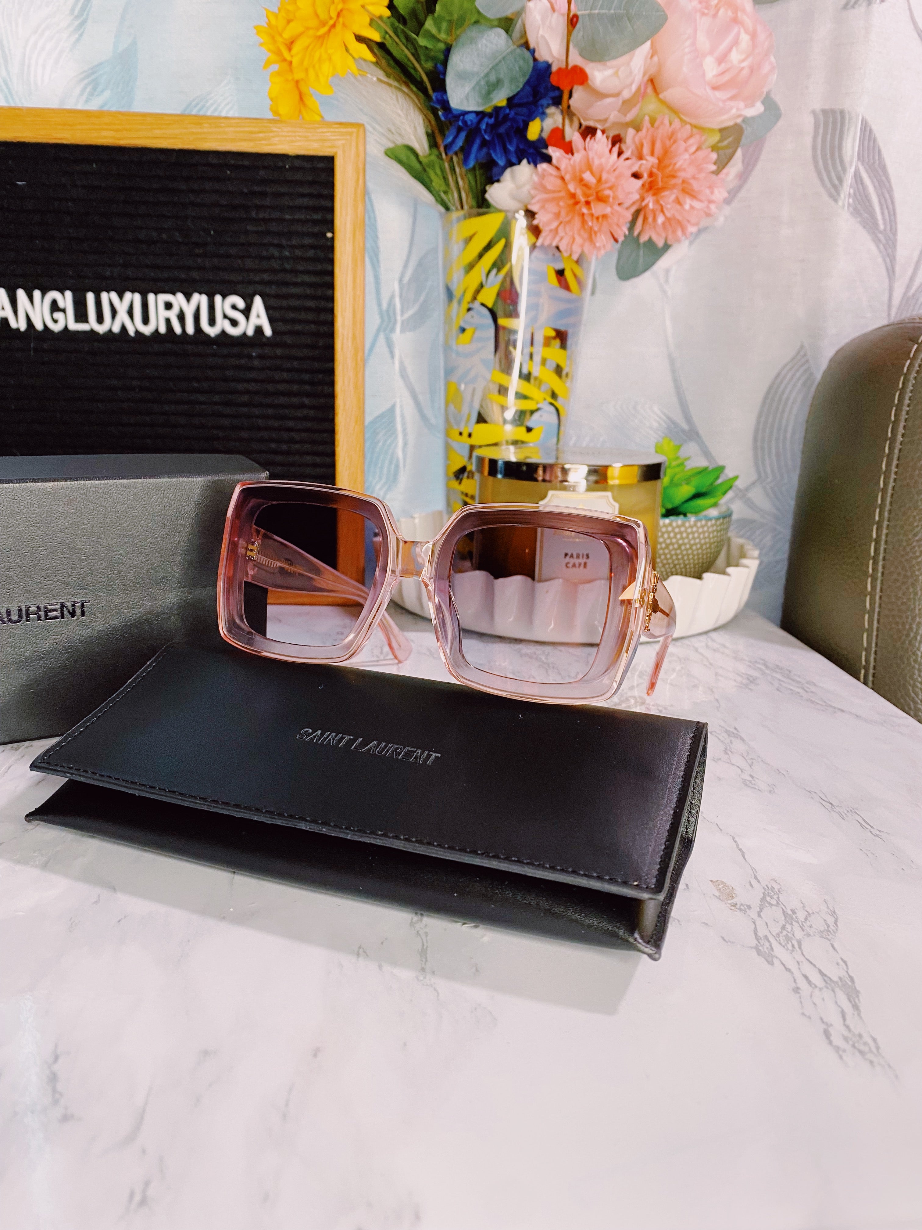 TOP Yves Saint Laurent YSL YSL Clear Sunglasses - Pink