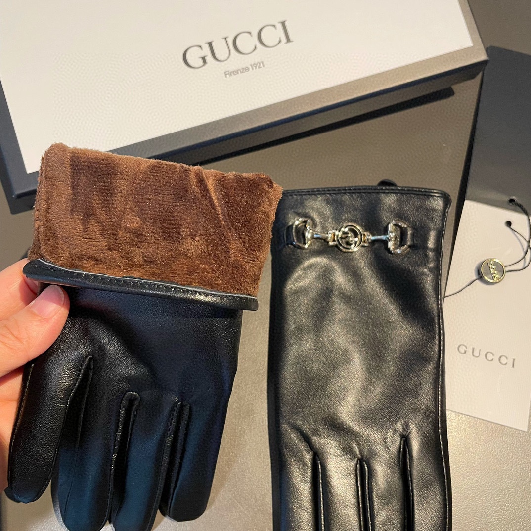 TOP GUCCI New High-end Sheepskin Gloves