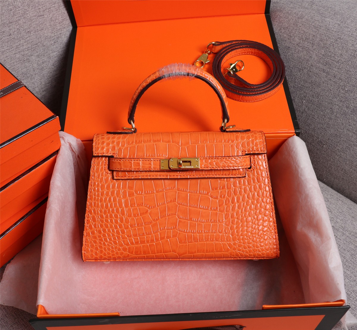 Hermès Kelly Gold Buckle Bag-Crocodile(Replica)