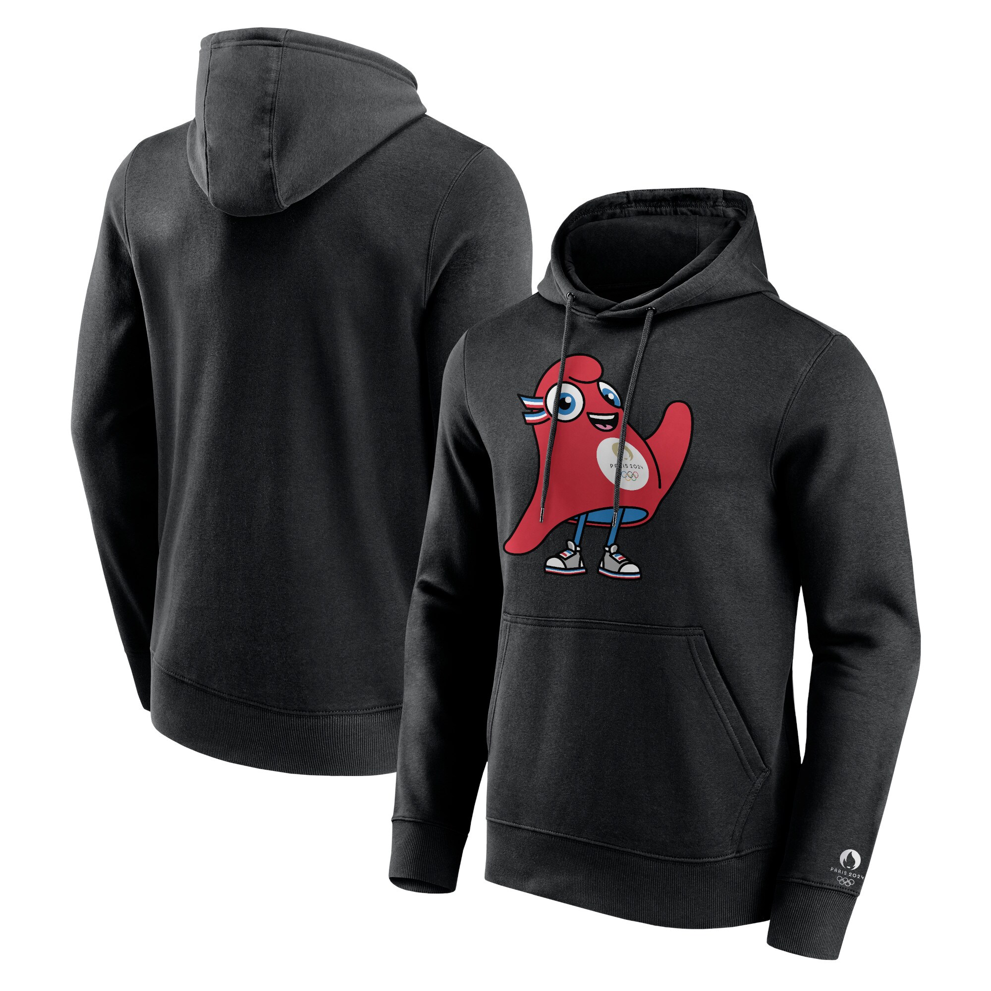 Men's Fanatics Black Paris 2024 Summer Olympics Mascot Pullover Hoodie