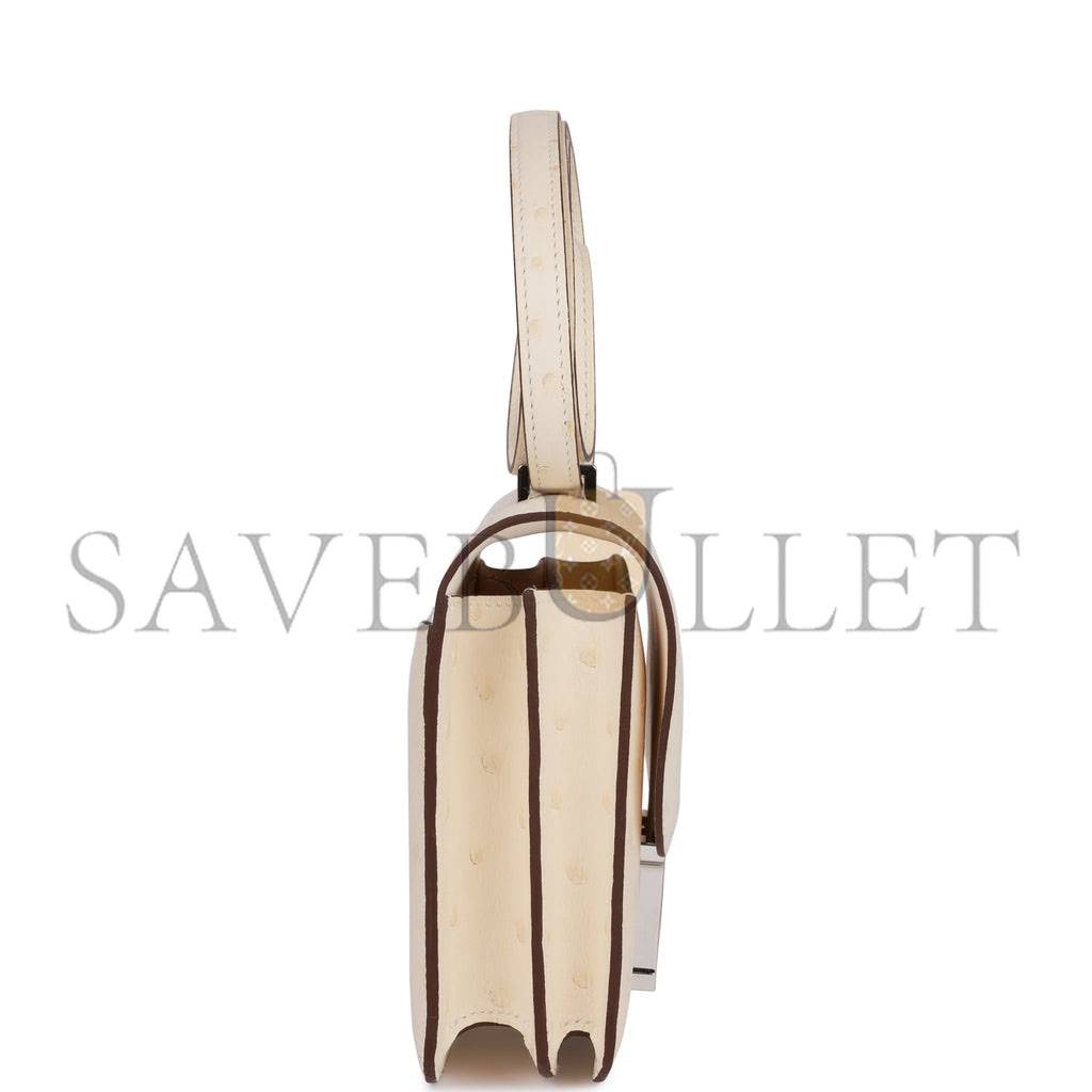 HERMES CONSTANCE 18 OSTRICH PALLADIUM HARDWARE (18*15*4cm)