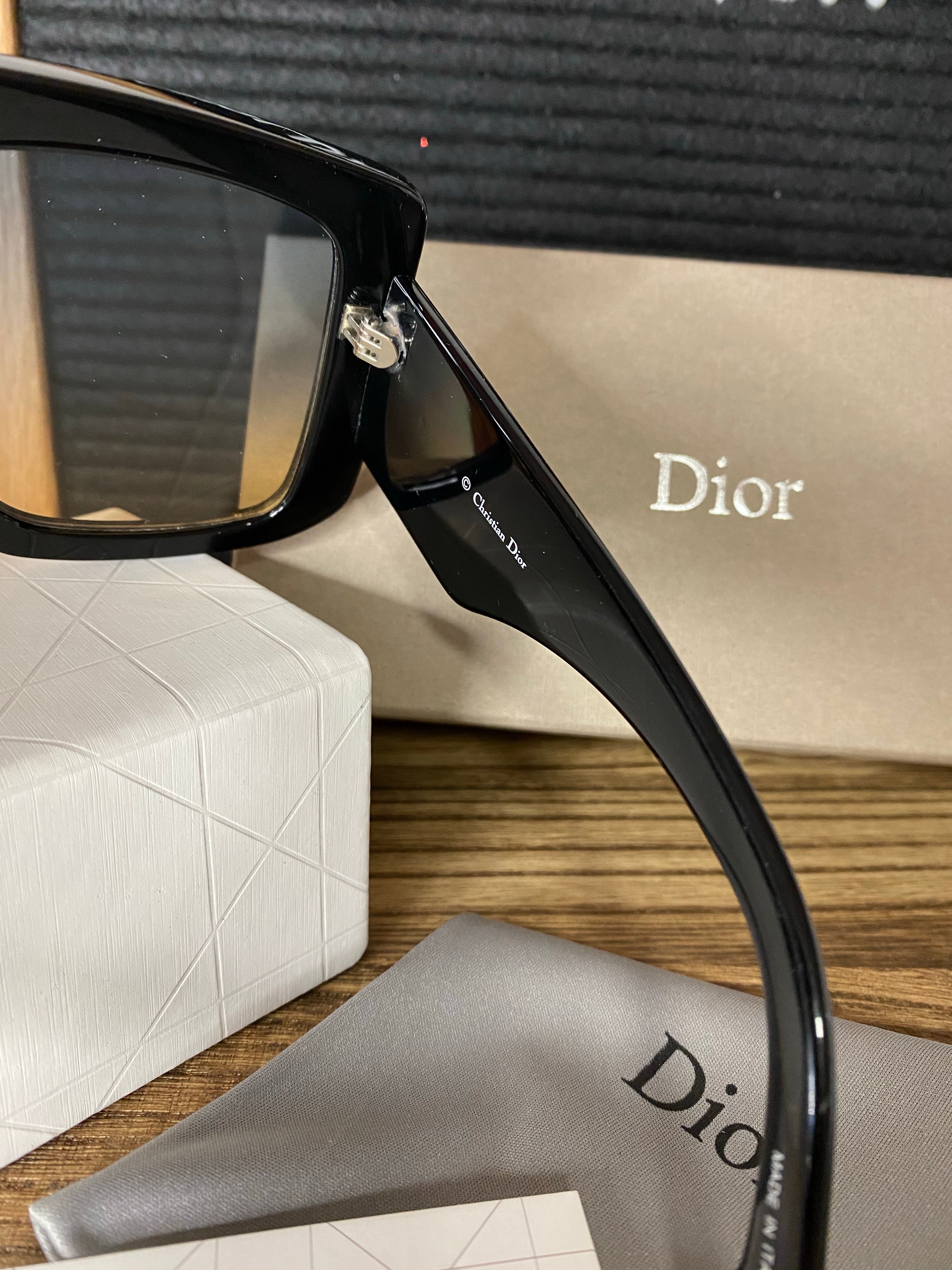 TOP Christian Dior CD Solight Square Sunglasses  - BLACK