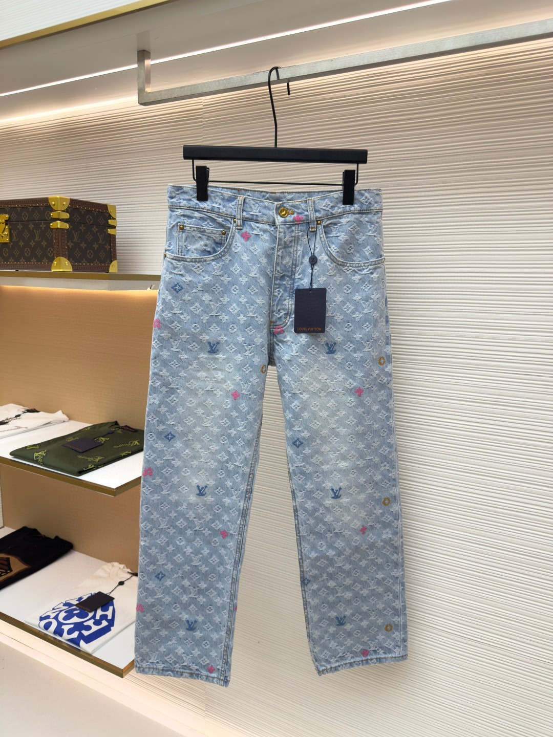 LOUIS VUITTON 彩色字母提花牛仔长裤