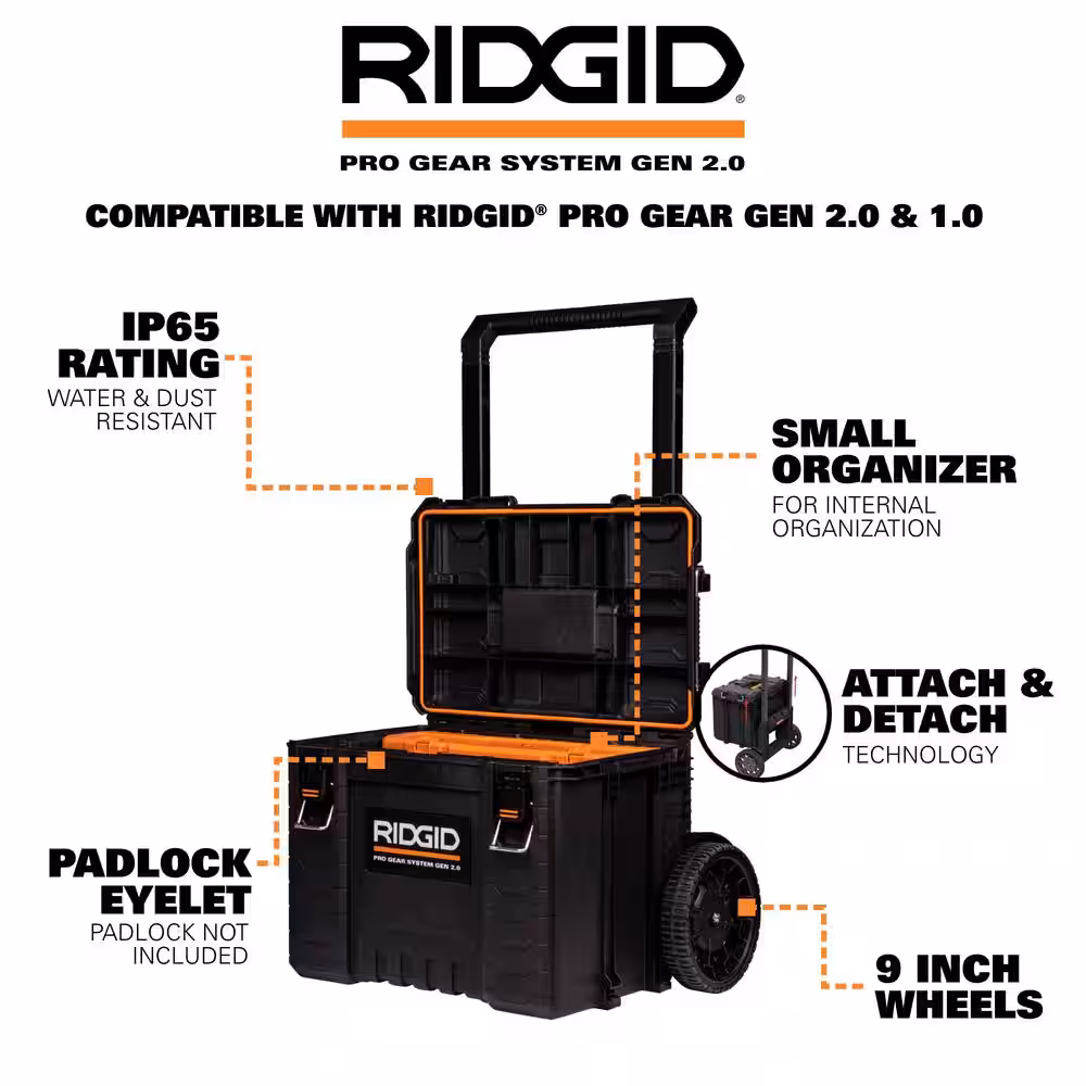 Pro Gear System Gen 2.0 Stackable Rolling Tool Box and 22 in. Heavy Duty Medium Tool Box