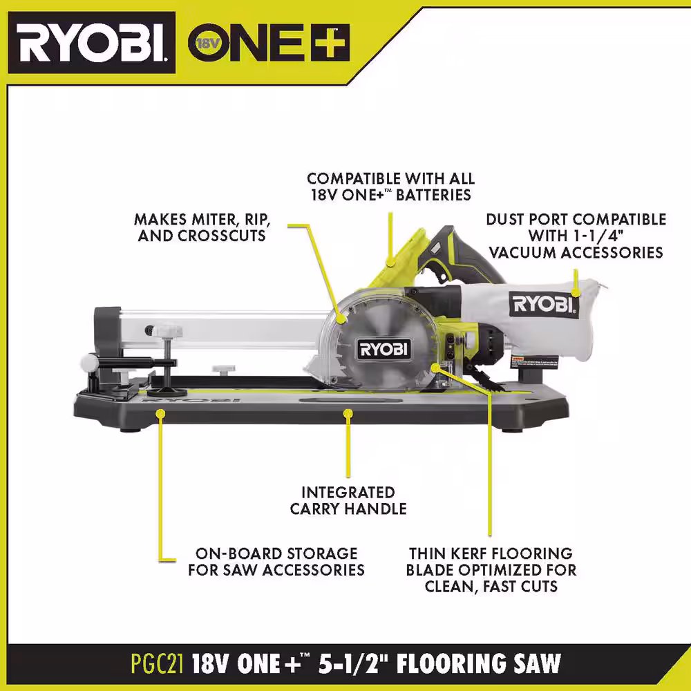 ONE+ 18V 5.5in. Cordless Flooring Saw with Blade (Tool Only)
