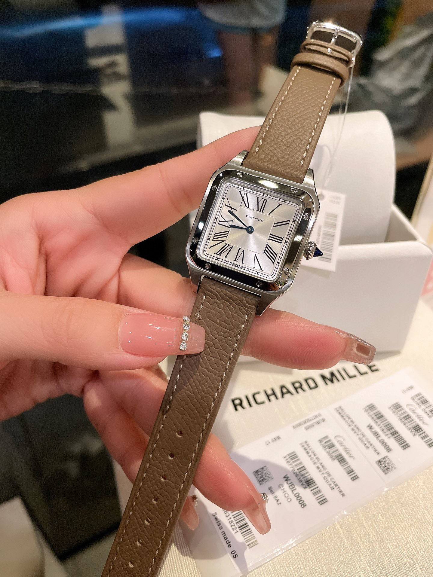TOP Cartier Santos - Dumont Lady Watch Leather