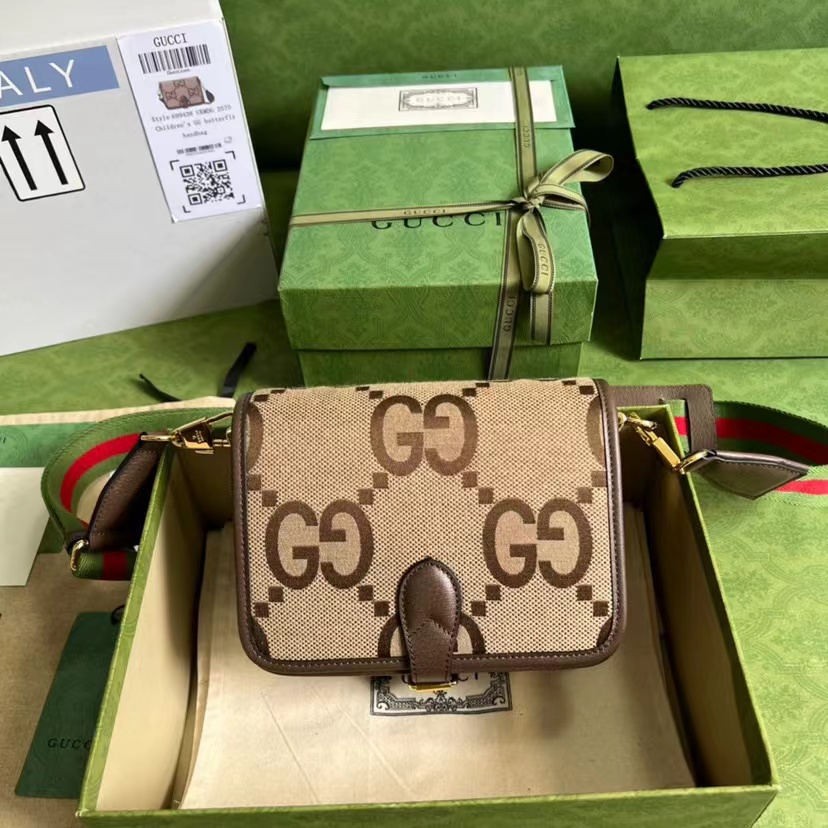 TOP GUCCI GG Shoulder Bag 20-17-8cm - Brown