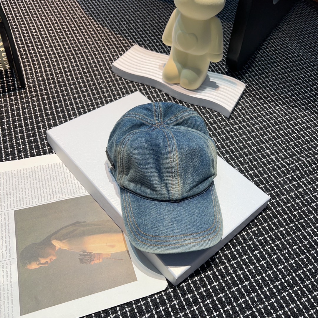 TOP PRADA Peaked Cap - Denim Blue