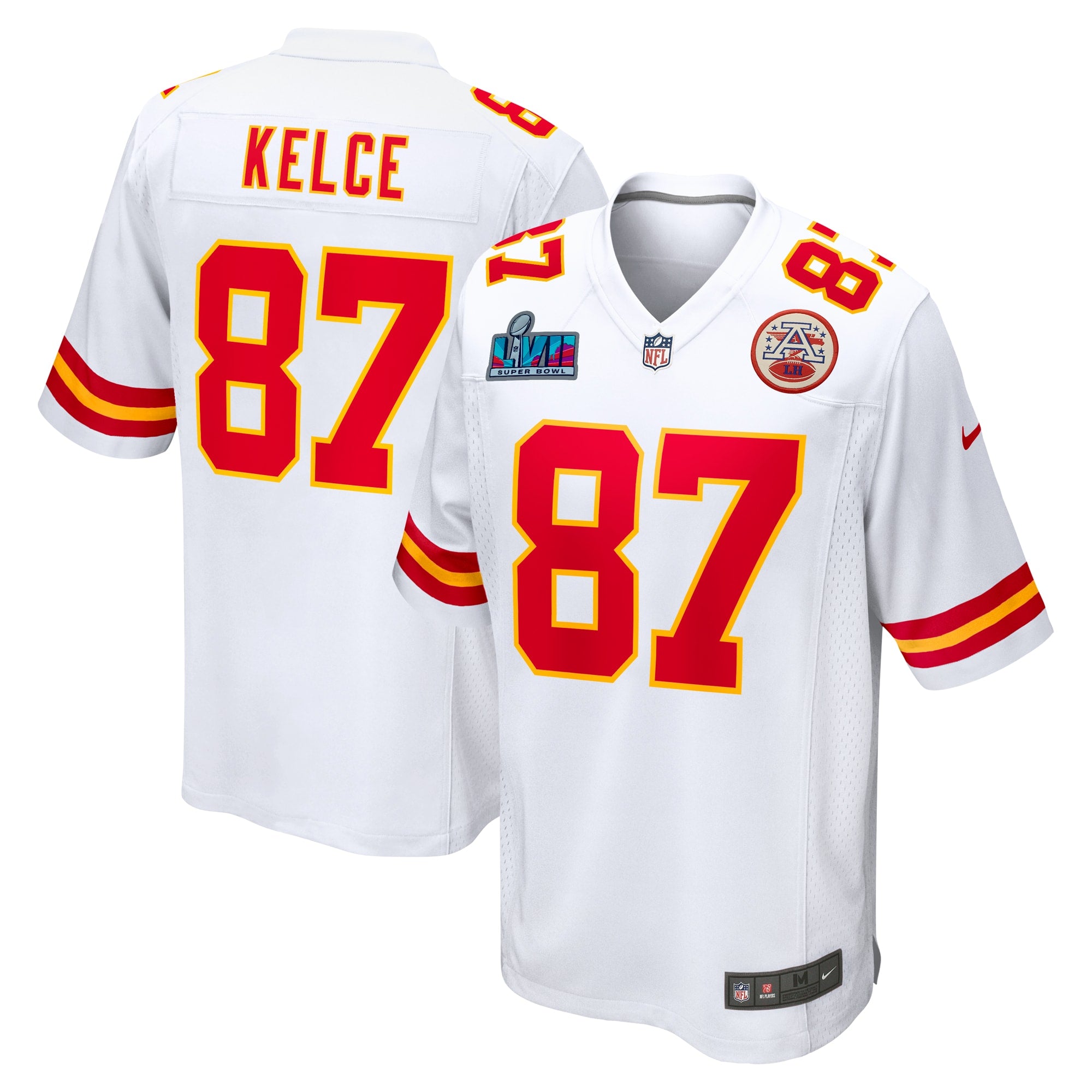 Travis Kelce Kansas City Chiefs  Super Bowl LVII Patch Away Game Jersey - White