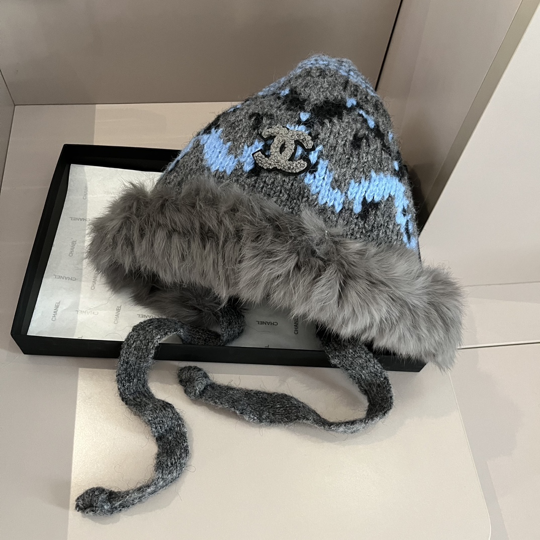 TOP CHANEL Rabbit Fur Hat - 2 Colors