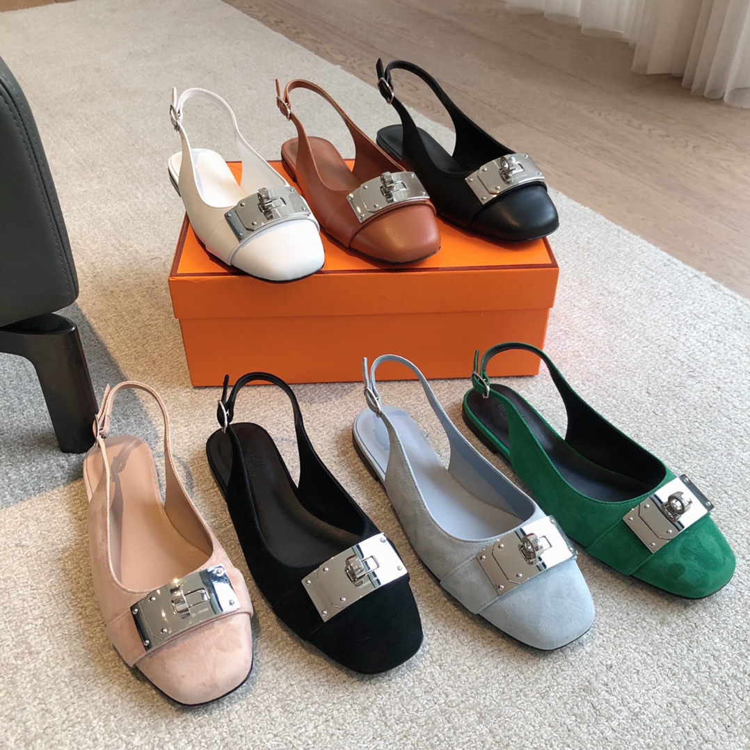 TOP HERMES Breathable Calfskin Mules - 7 Colors