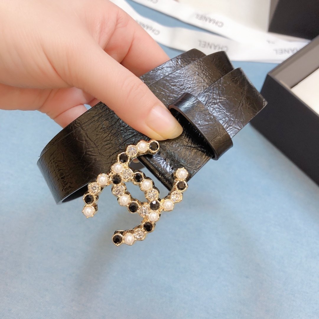 Chanel Belt With Beaded Buckle Brown Gold-Toned Metal and Strass Women Belt 30MM