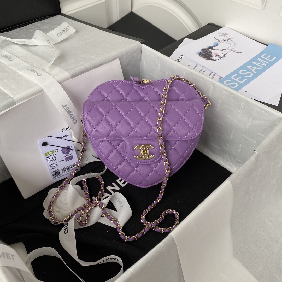 TOP CHANEL Love Bag 16.5×18×6.5cm - GHW - Purple