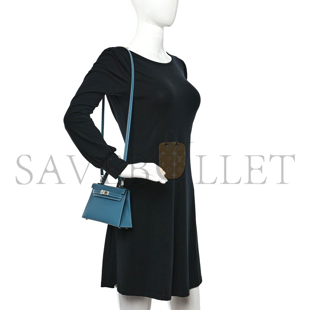 HERMÈS EPSOM MINI KELLY II  NEW BLUE JEAN (19*12*5.5cm)