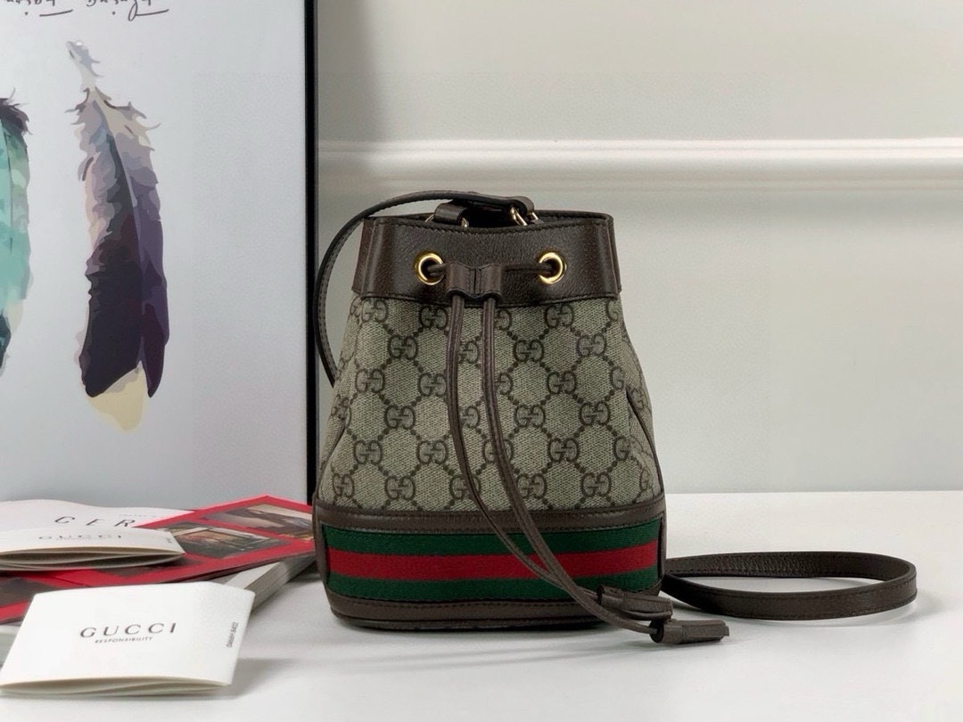 TOP GUCCI Ophidia Bucket Bag 15.5X19X9cm/20.5x26x11cm