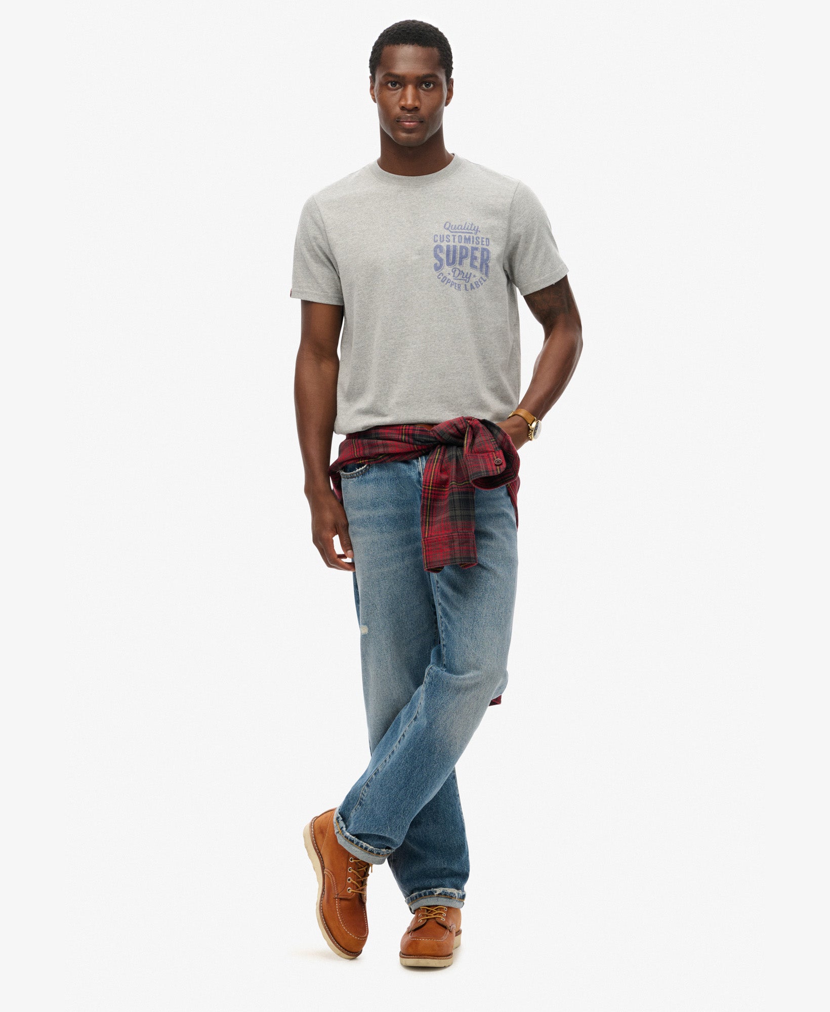 Copper Label Chest Graphic Tee | Ash Grey Marle