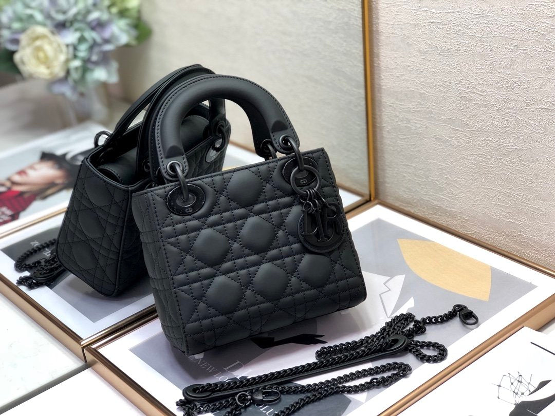 Top Christian Dior Lady Christian Dior Bag Matte Mini - Black