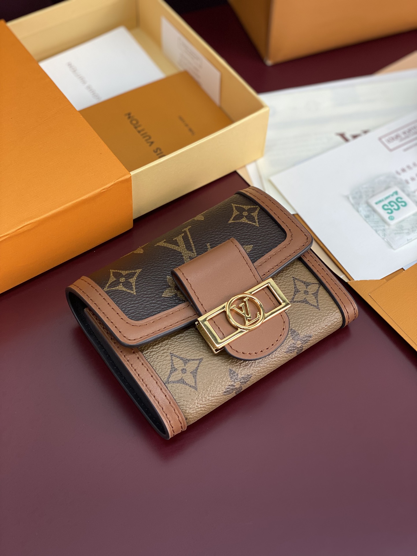TOP Louis Vuitton LV LV Zippy Dauphine Monogram Canvas 12x9.5x3.5cm-Brown