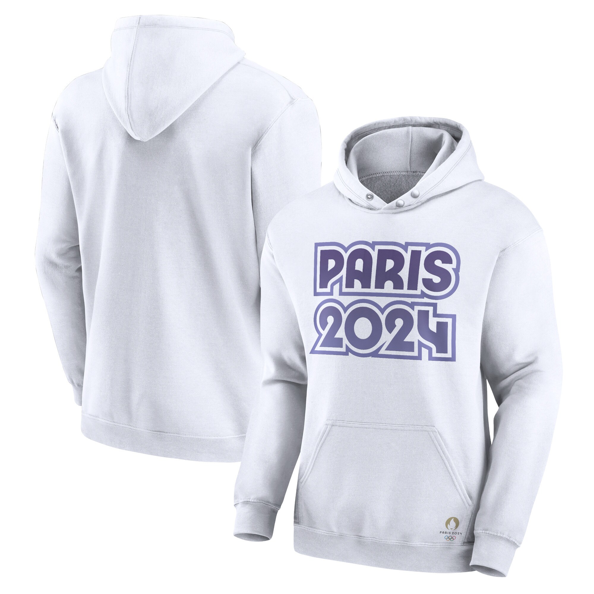 Men's Fanatics White Paris 2024 Summer Olympics Bold Outline Fleece Pullover Hoodie