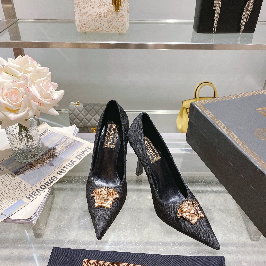 TOP FENDI & Versace High Heel - Black
