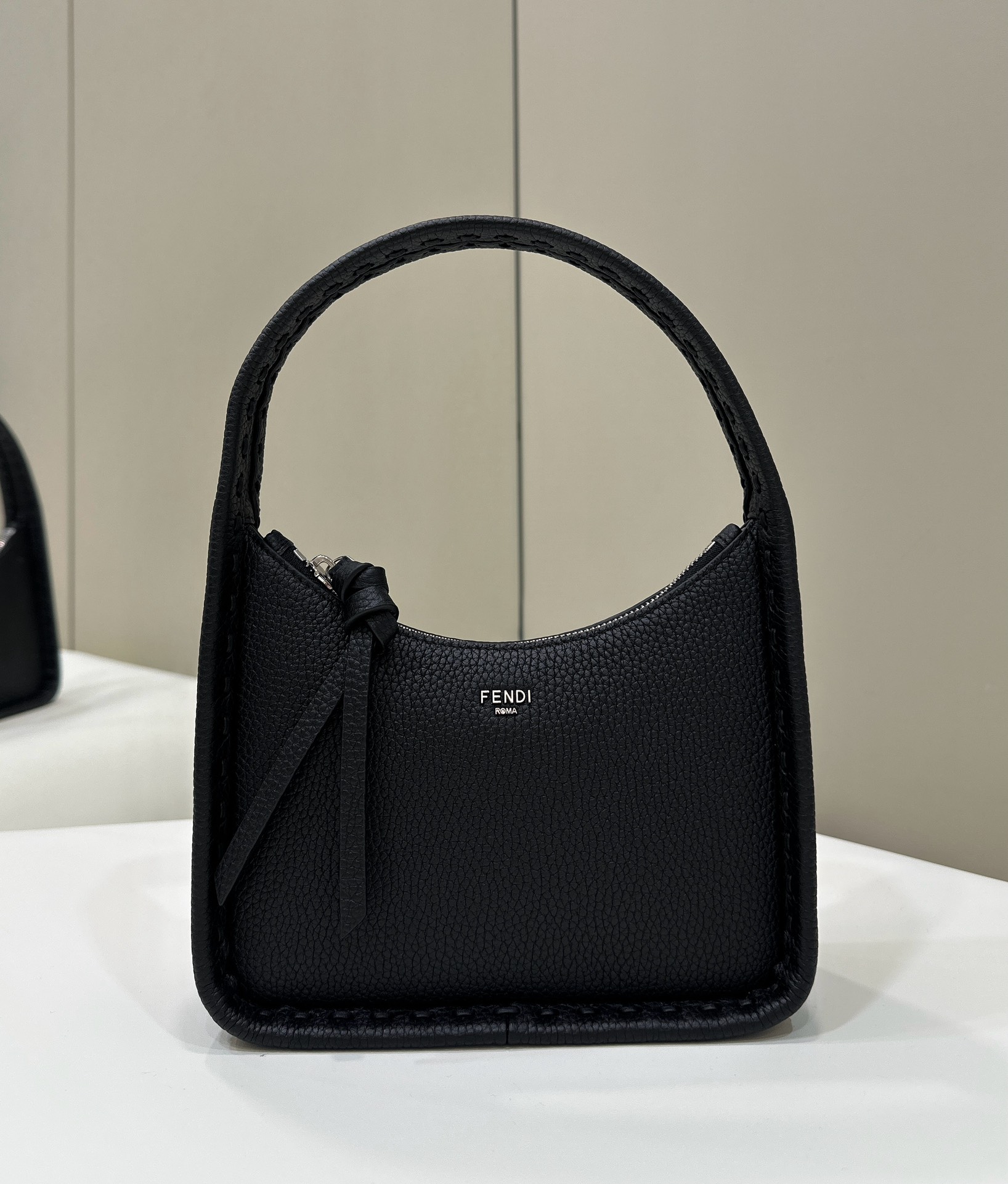 TOP FENDI Calfskin Mini Hobo Bag 27x7x20.5cm - GHW/SHW