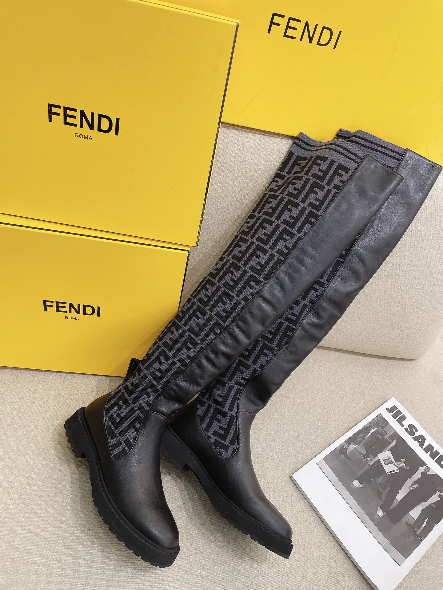 TOP FENDI FF Knitted Over-the-knee Boots - 3 Color