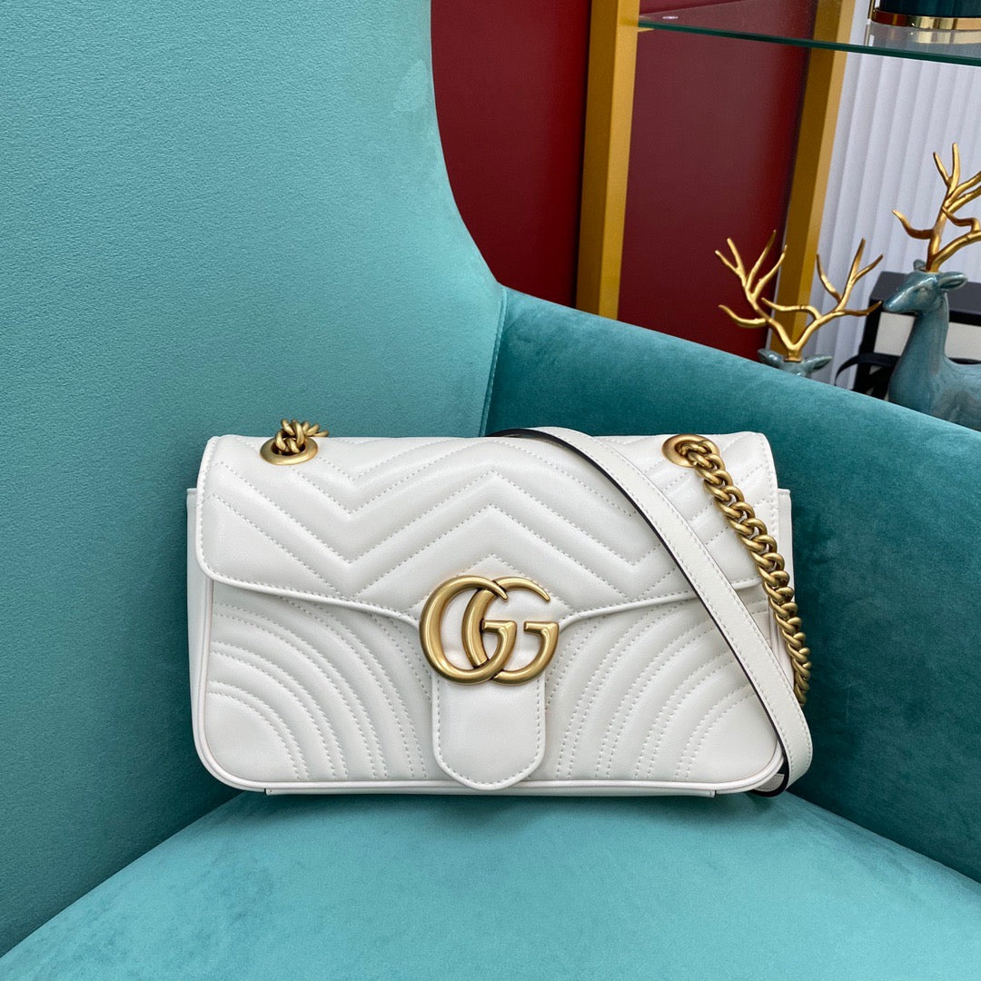 TOP GUCCI GG Marmont Bag Matelasse Small 26cm - White