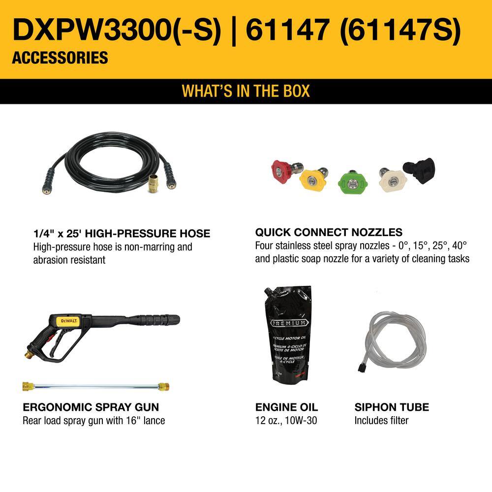 3300 PSI 2.4 GPM Cold Water Gas Pressure Washer with DeWalt 208cc Engine