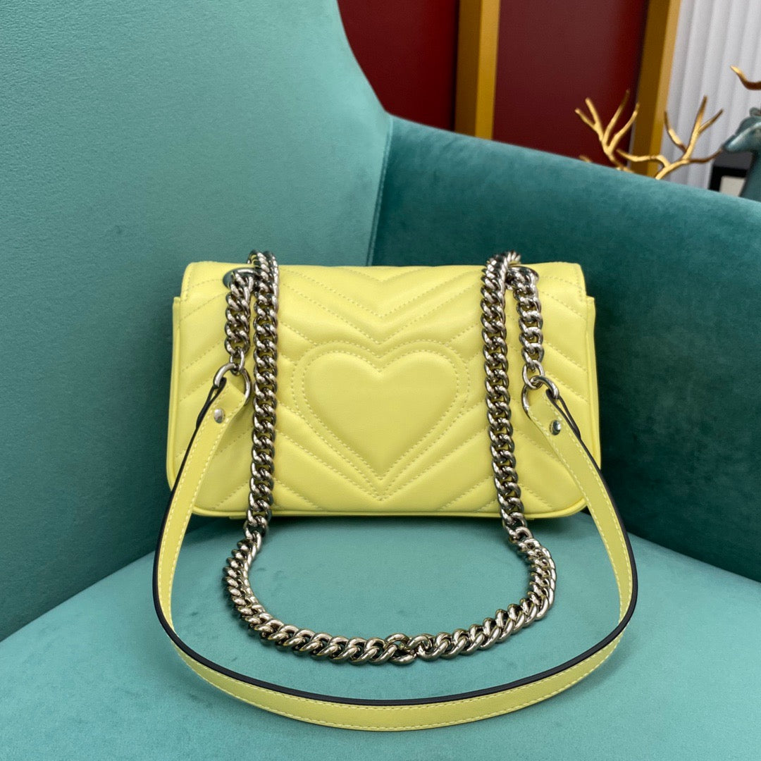 TOP GUCCI GG Marmont Bag Matelasse Mini 22cm - Yellow