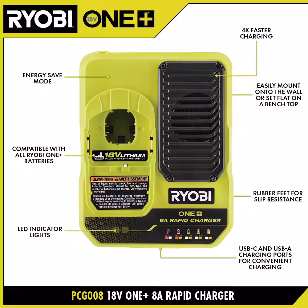 ONE+ 18V 8A Rapid Charger