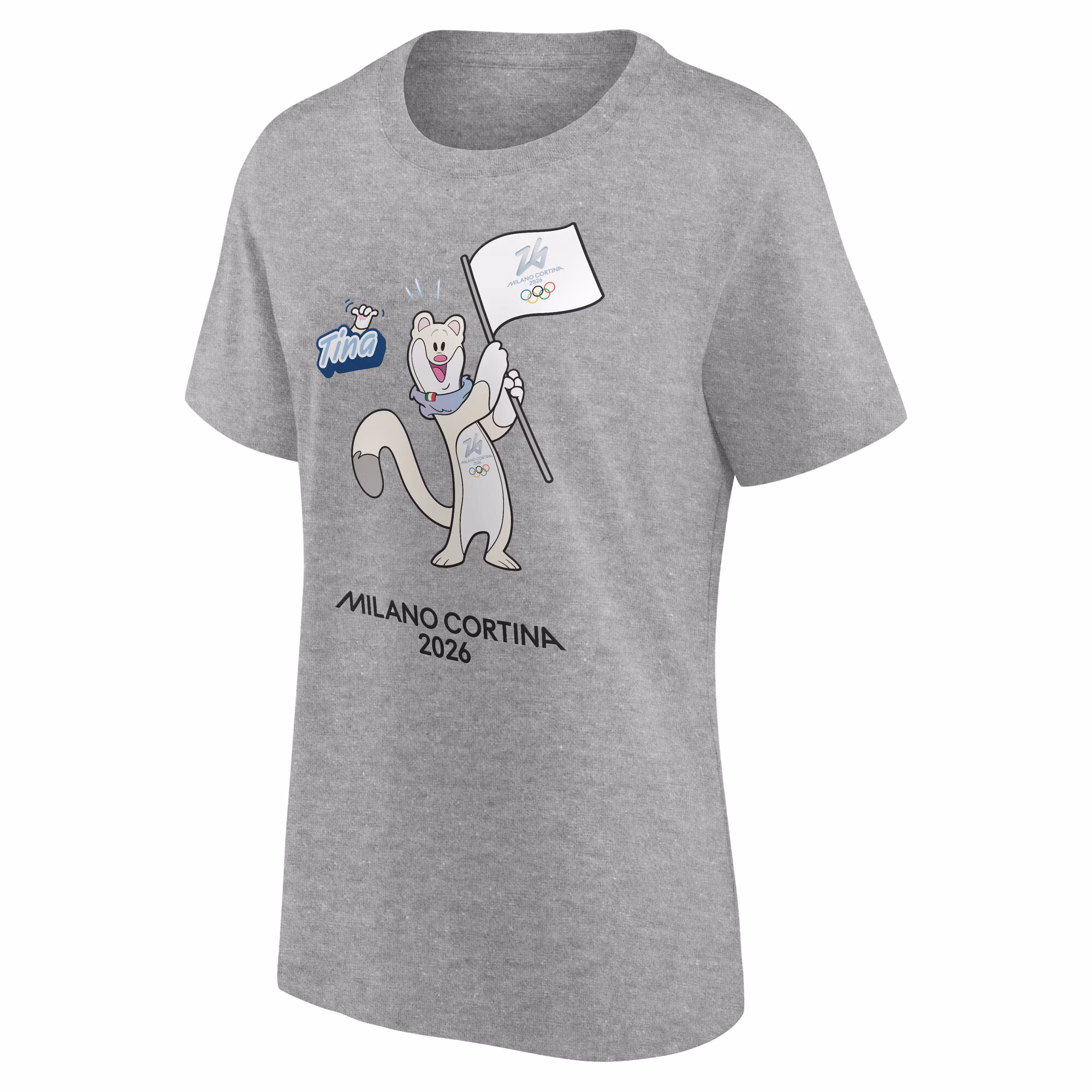 Milano Cortina 2026 Olympics Mascotte Graphic T-Shirt - Grey - Womens
