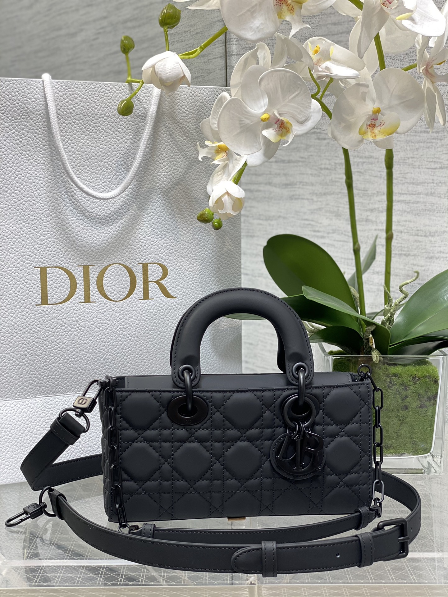 TOP Christian Dior Soft Sheepskin Lady D-Joy Bags 22CM/26CM - Black