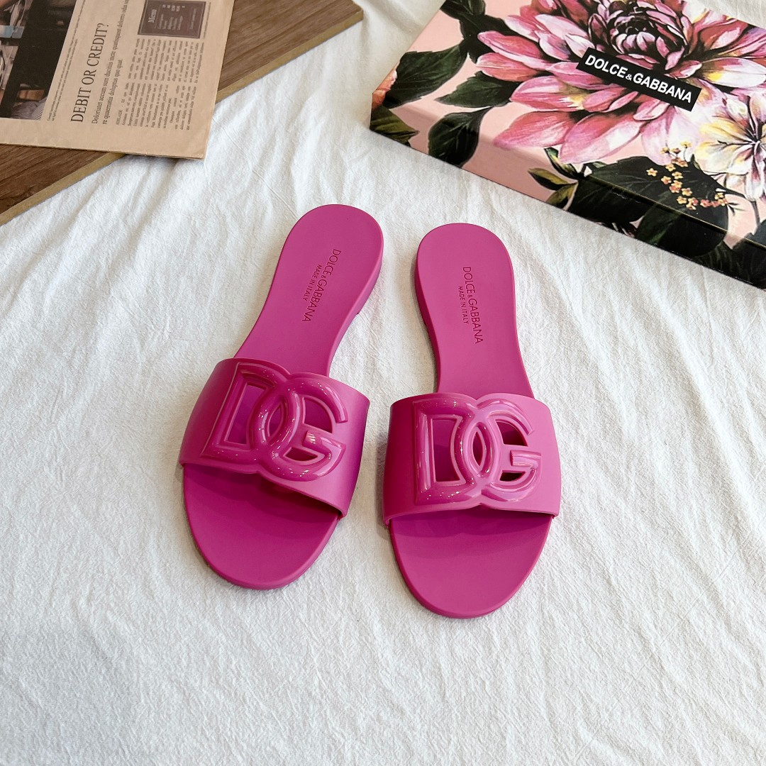 Dolce Gabbana DG Rubber flat Sandals Slide（Replica）