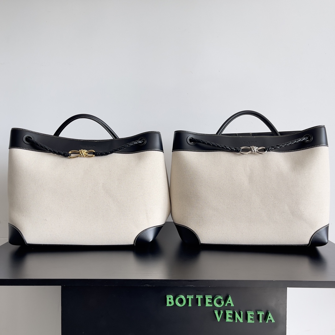 TOP Bottega Veneta BV Leather Canvas Tote Bag - Three Sizes