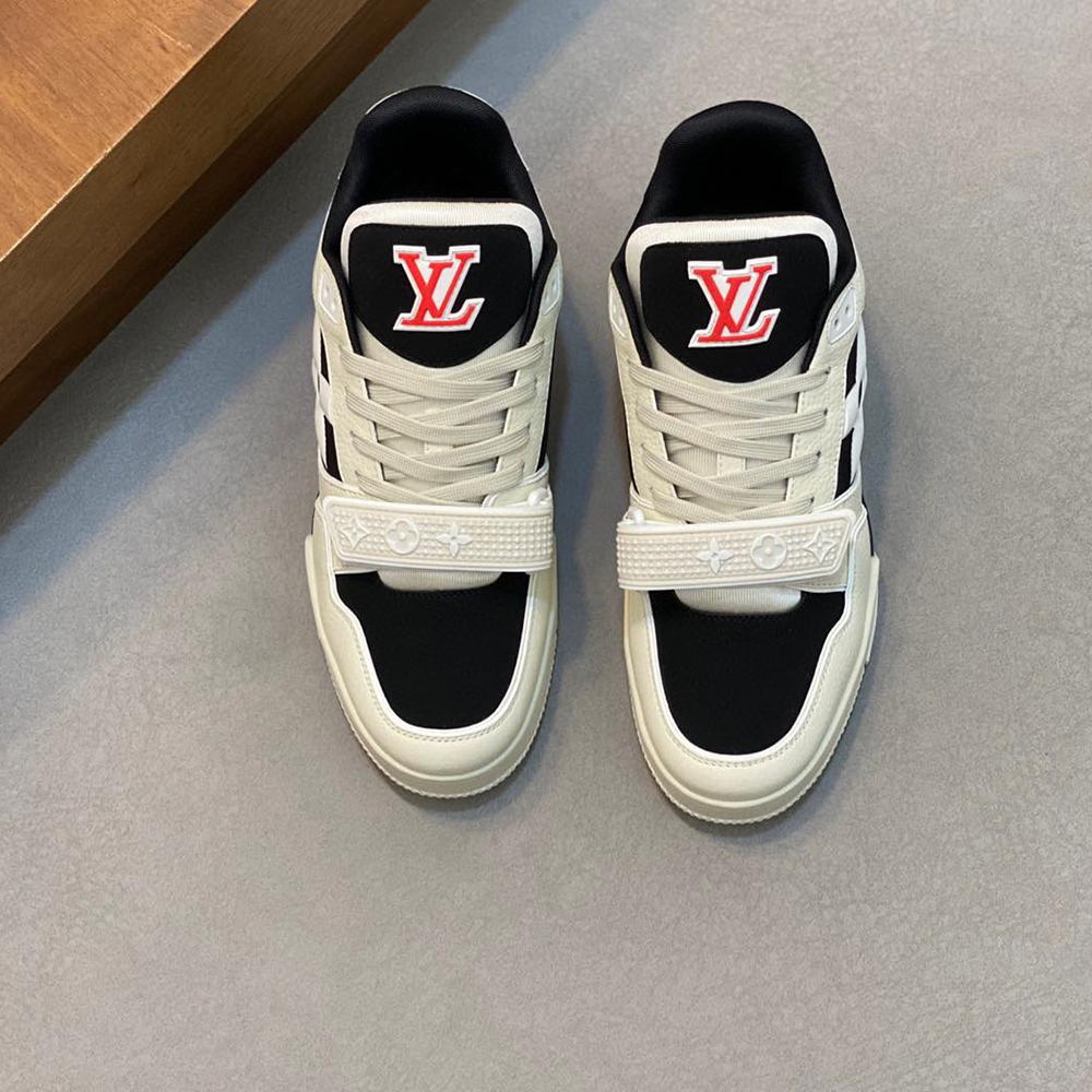 Louis Vuitton LV Trainer Croc-Embossed Denim Sneaker (Replica)