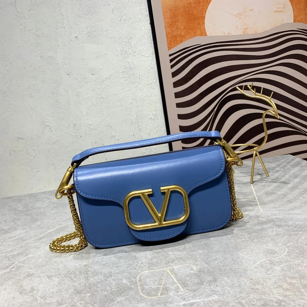VALENTINO GARAVANI V Logo Baguette Shoulder Bag Ladies MINILOCO Calfskin Bag (Replica)