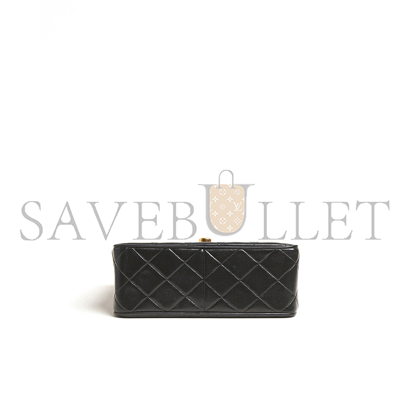 CHANEL CLASSIC FLAP BAG DECA SQUARED LAMBSKIN BLACK (25*20*9cm)