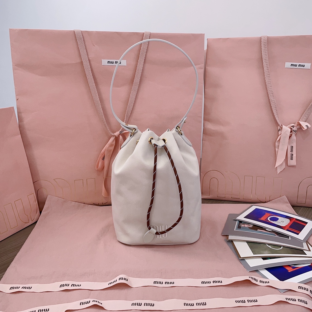 TOP Miu Miu Canvas Bucket Bag - 2 Color